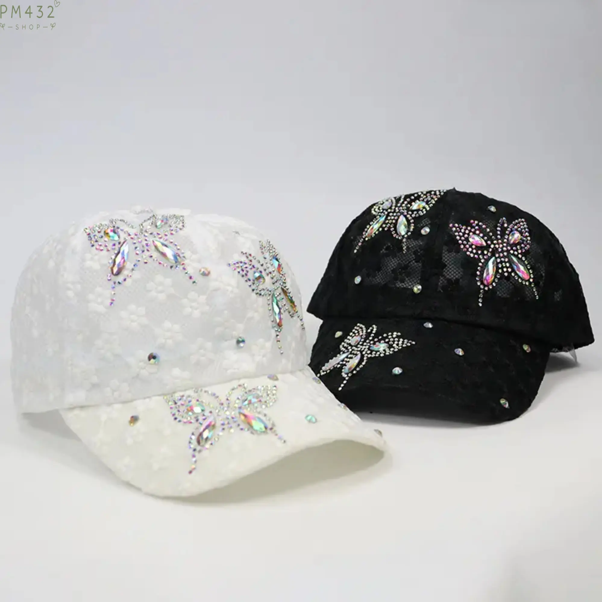 Women’s Rhinestone Butterfly Trucker Hat - Mesh Fabric Snapback Fit Baseball Cap, Adjustable Breathable Lightweight Sun Hat for Summer Tennis, Outdoor Wear & Casual Daily Use