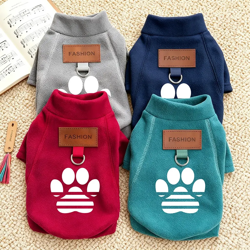 Cute Dog Paw Pattern Pet Clothes, Warm Sweatshirt for Dogs and Cats, Puppy Sweater, Teddy Bear Costume, Cozy Outerwear for Pets