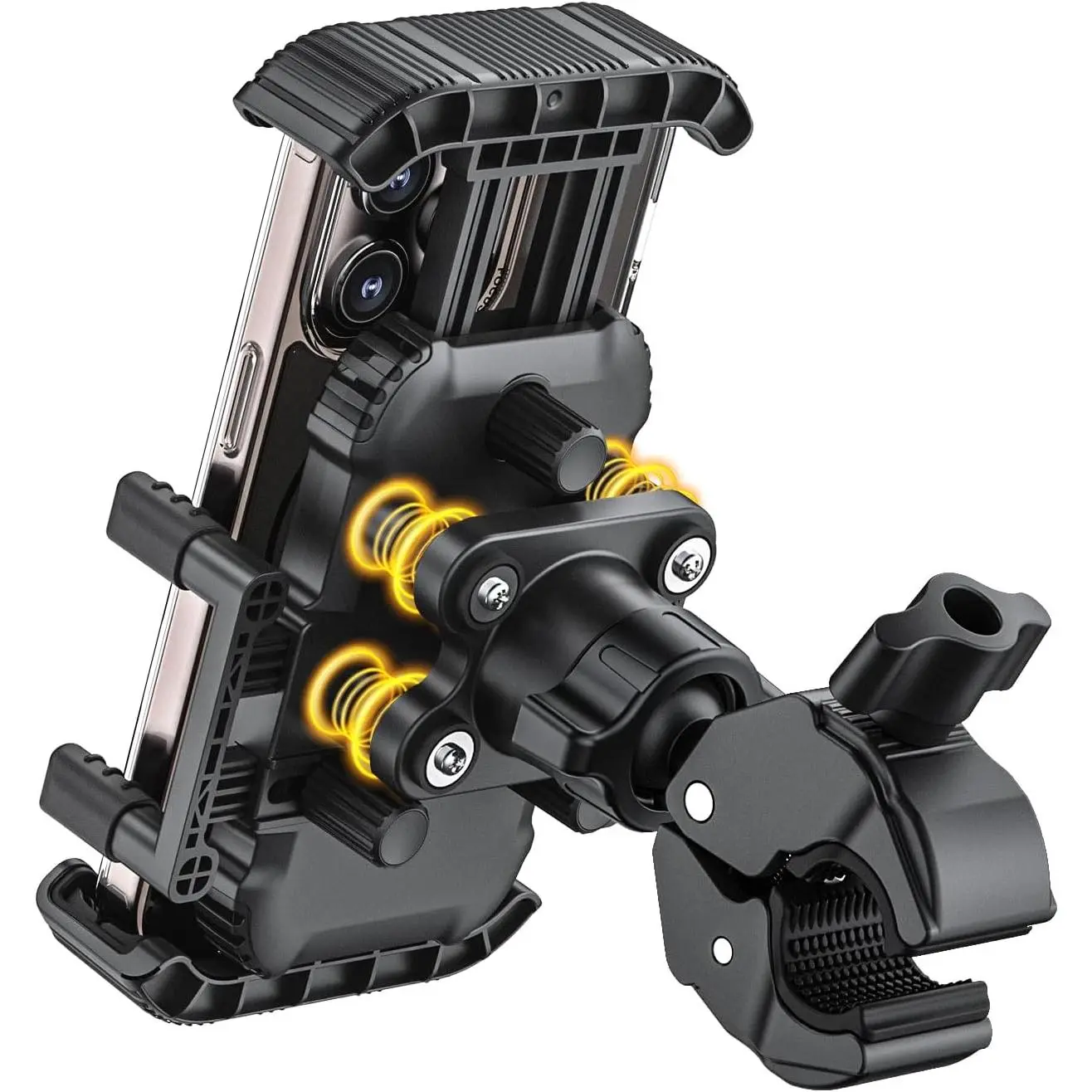 Bike Phone Holder for Handlebar, Motorcycle Phone Mount, Shock Absorbing Anti-Shake Phone Mount for Bike Scooter Motorcycle, Fits iPhone, Samsung, 4.7-7.2 Inch Smartphones