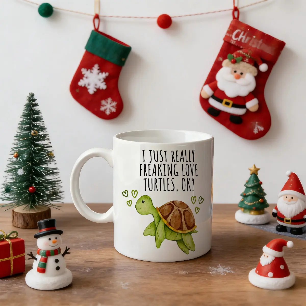 [Funny Turtle Lover Mug] 1pc Funny Turtle Lover Mug _ _I Just Really Freaking Love Turtles_ Coffee Cup with Cute Turtle  Hearts Design, 11oz (300ml) Hand Wash Only, Quirky Gift for Turtle Enthusi