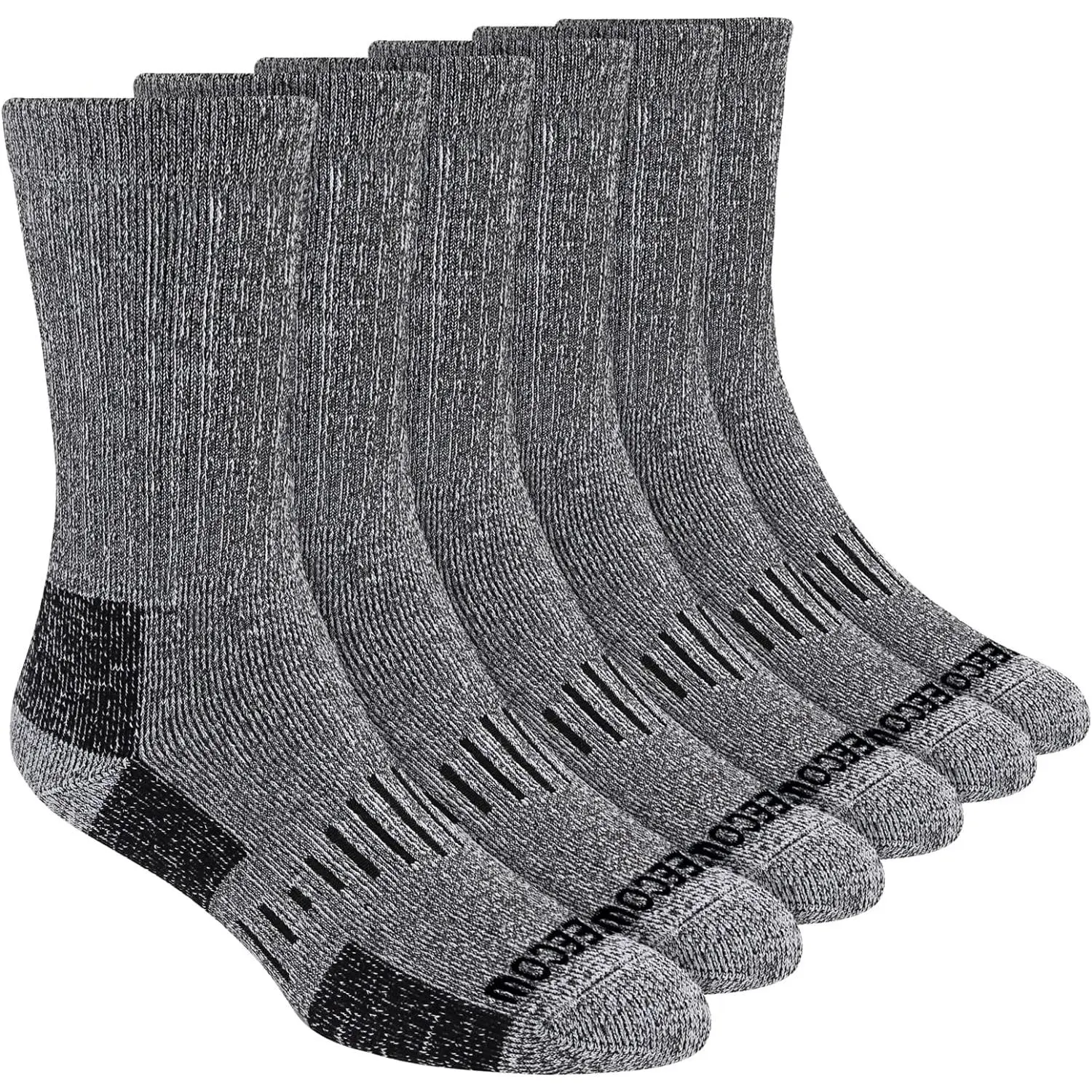 Unisex 80% Merino Wool Rib Crew Fuzzy Socks for Adults - Thermal, Warm, Cushioned, Durable, Stretchable Flexible-Fit Calf, Moisture Resistant, 3 Pairs for Hiking, Running