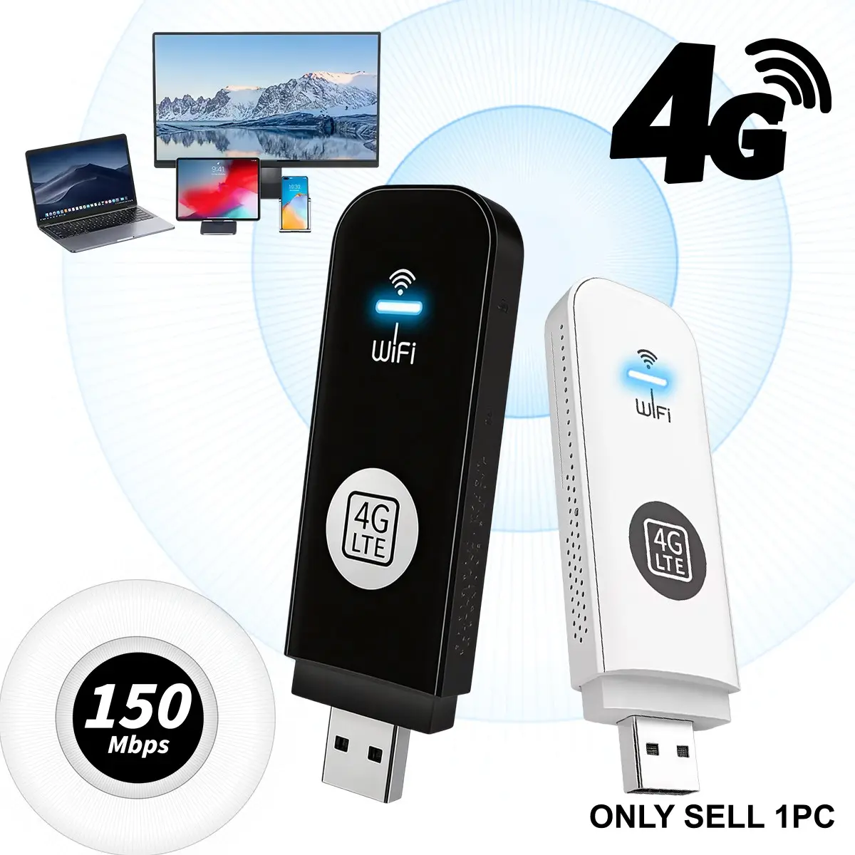 4G LTE Portable WiFi Hotspot, Plug & Play Pocket WiFi Hotspot Device, 10 Connected Devices, 150Mbps High Speed Mobile Router for Travel in 100+ Countries