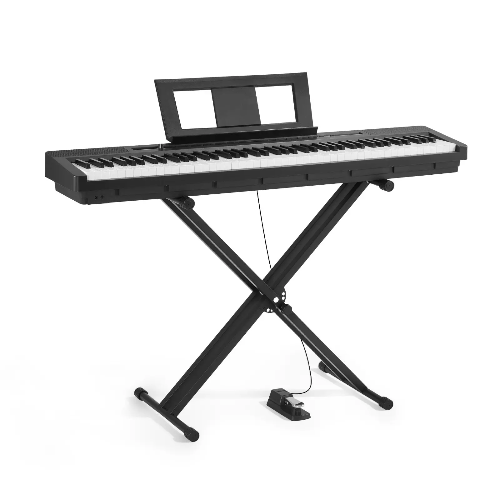 VEVOR 88-Key Fully Weighted Digital Piano with Bluetooth, X Stand, Sustain Pedal, Dual Speakers, Recording Function, 280 Tones, Wireless Connection, for Beginner Practice, Black