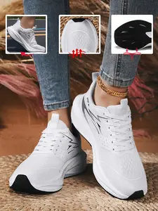 Spring New Couple Outdoor Running Shoes, Women's Thick Sole Height-Boosting Casual Shoes, Breathable Mesh, Fashionable, All Seasons