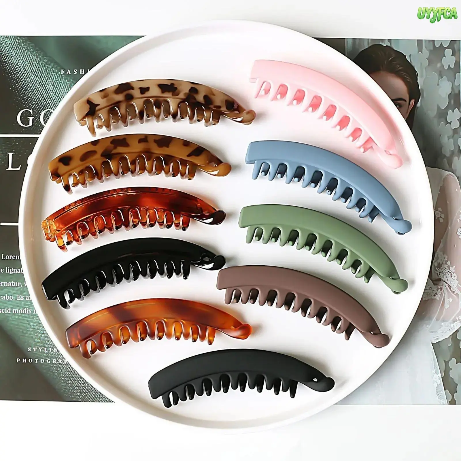 10 Pack Assorted Matte Tortoiseshell Banana Hair Clips for Women, Elegant Strong Hold Non Slip Curved Teeth French Hair Barrettes, Durable Acrylic Hair Accessory for High Ponytail Thick Thin Hair Daily Office Workout Birthday Gift,summerwins tiktokshopbac