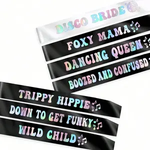 Final Disco Rainbow Foil Sash Set, 1 Bride +6 Team Bachelorette Sashes, Retro 70s Disco Bride To Be Sashes, Trendy Hen Party Decor Accessories for Bachelorette Party & Bridal Shower Supplies