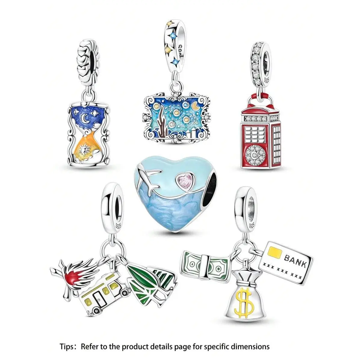 Silver-Plated Pendant With Artistic Lifestyle, Charm, Travel, Wealth & Money Motifs, Suitable For DIY Women's Jewelry