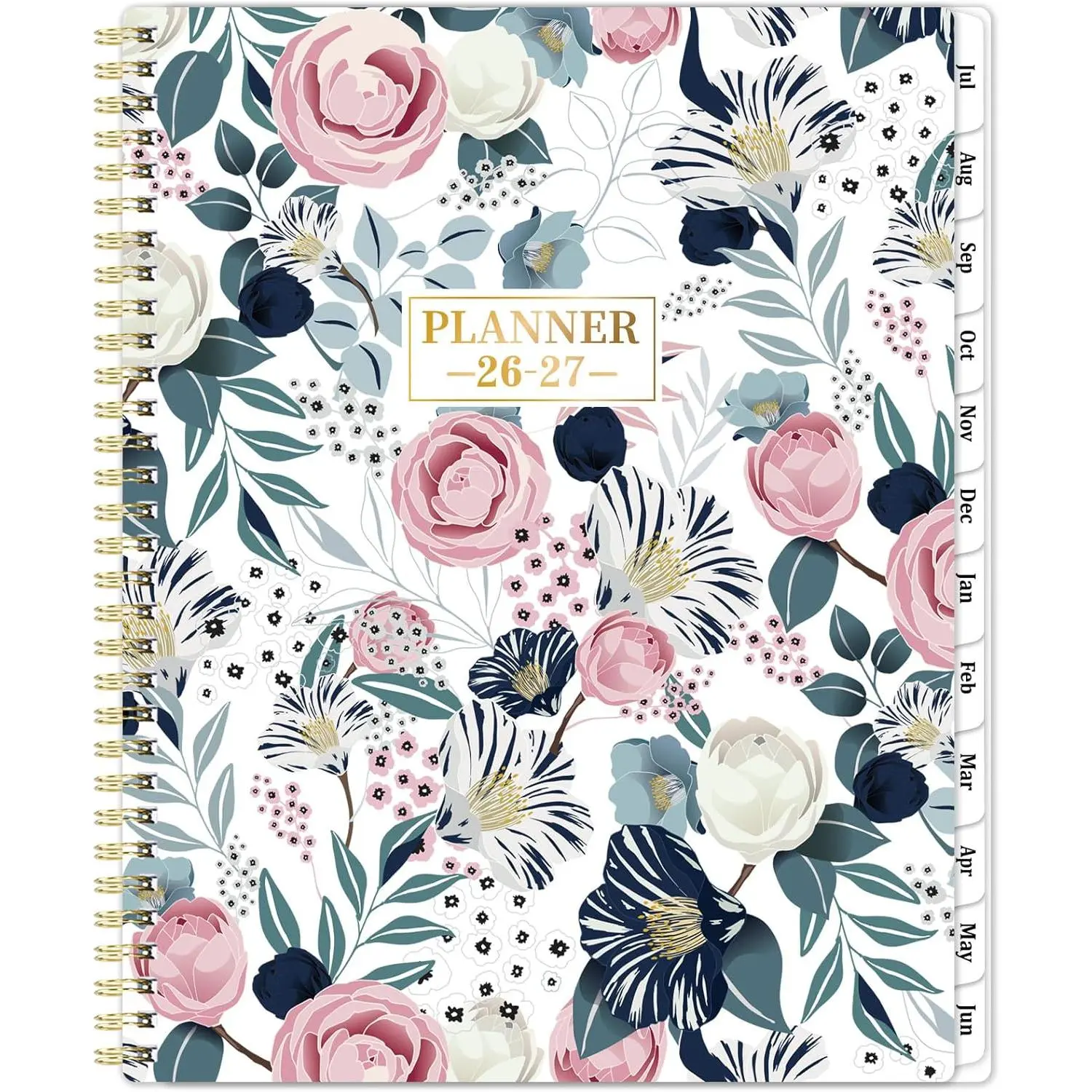 Planner 2026-2027 - Academic Planner 2026-2027, Jul. 2026 - Jun. 2027, Weekly and Monthly with Tabs, 26-27 Calendar Planner, 9" x 11",  Pocket + Thick Paper + -Wire Binding - Petunia
