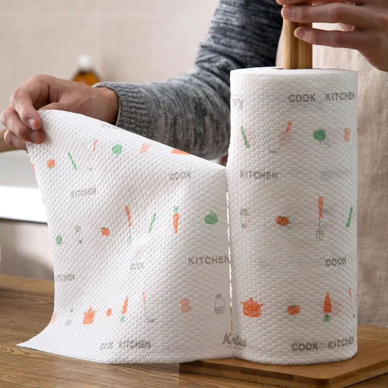 Thick Reusable Cleaning Lazy Rags, 40/50 Sheets per Roll, Washable Kitchen Dish Towels & Multi-Purpose Wiping Cloths