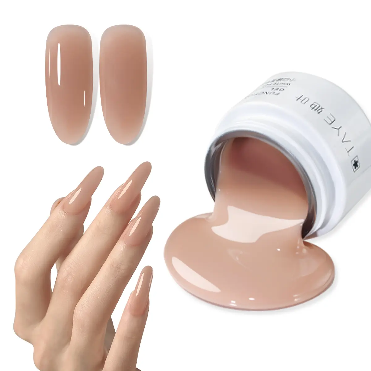 TAYE Nude Builder Gel 30g, Self-Leveling Nail Extension Gel for Nail Tips & Sculpting, Strengthening Hard Gel for Natural Nails, UV LED Cure Soak Off Gel, Creates Perfect Apex Shape, Salon Quality Builder Gel for DIY Nail Art