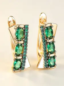 Luxurious Sparkling Artificial Emerald Zircon X-Shaped Earrings, Birthstone Earrings, Perfect for Dates, Engagements, Weddings, Parties