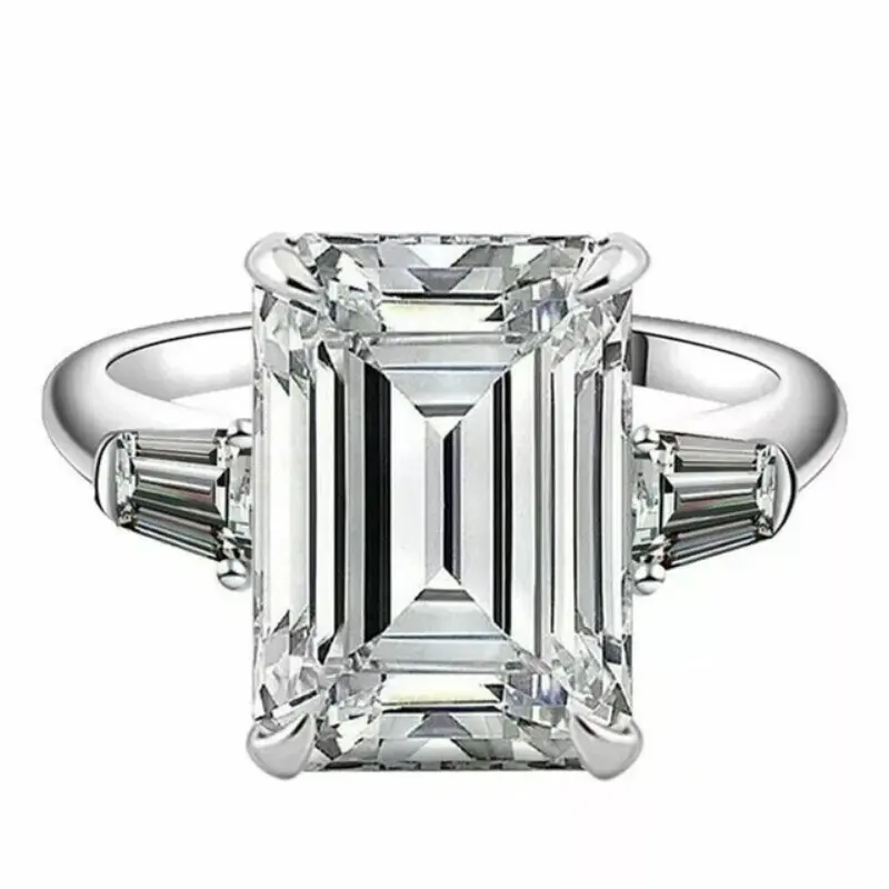 Sterling Silver 4CT Moissanite Ring, Handcrafted with Certificate, Unisex Design for Daily Wear, Party, Wedding, Engagement, Anniversary, Birthday, Christmas Gift