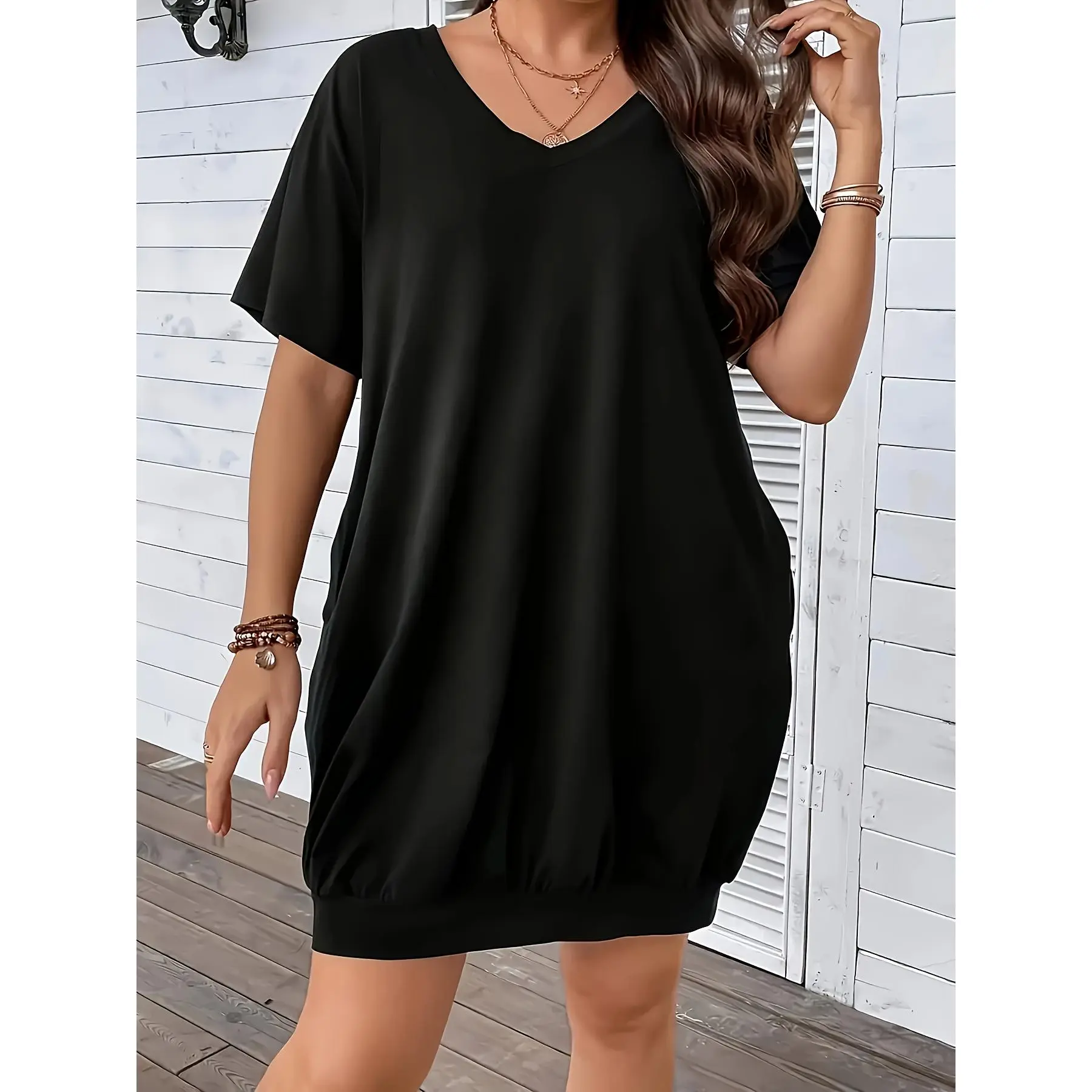 EIEGANT NI Plus size V-neck dress Casual Womenswear
