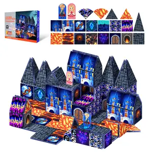 48 PCS Magnetic Blocks - Magnet Toys, Magnetic Building Blocks Cubes, Stacking Magnets, School STEM Toys Birthday Gifts for Boys and Girls Age 3+ Years Old (Theme: Blue Castle)