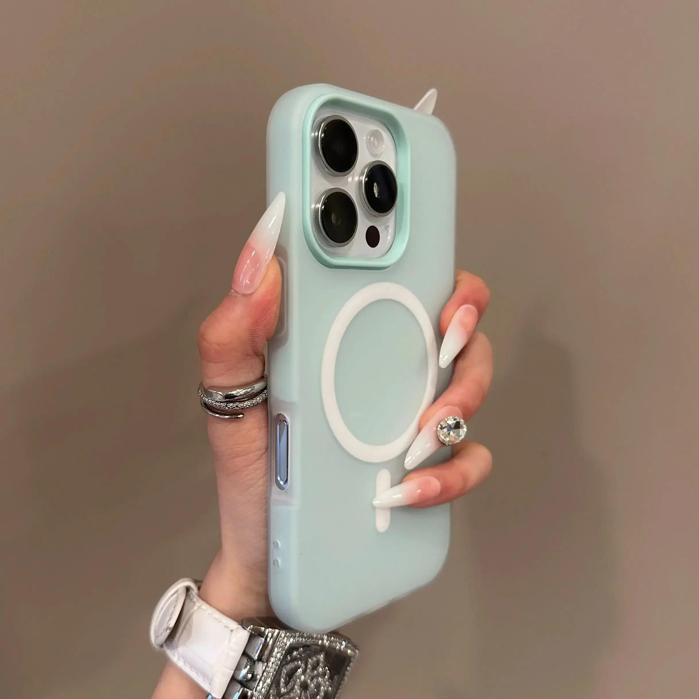 Candy Color 2 IN 1 For Magsafe Phone Case For iPhone 17 16 15 14 13 12 11 Pro Max Magnet Wireless Charger Matte Soft Cover Fund