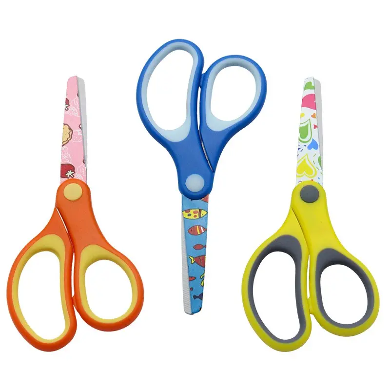 3-Piece Stainless Steel Student Scissors, Fun Floral Design, Soft Handle, Dull Blade, Safe Office & School Use, DIY Crafts