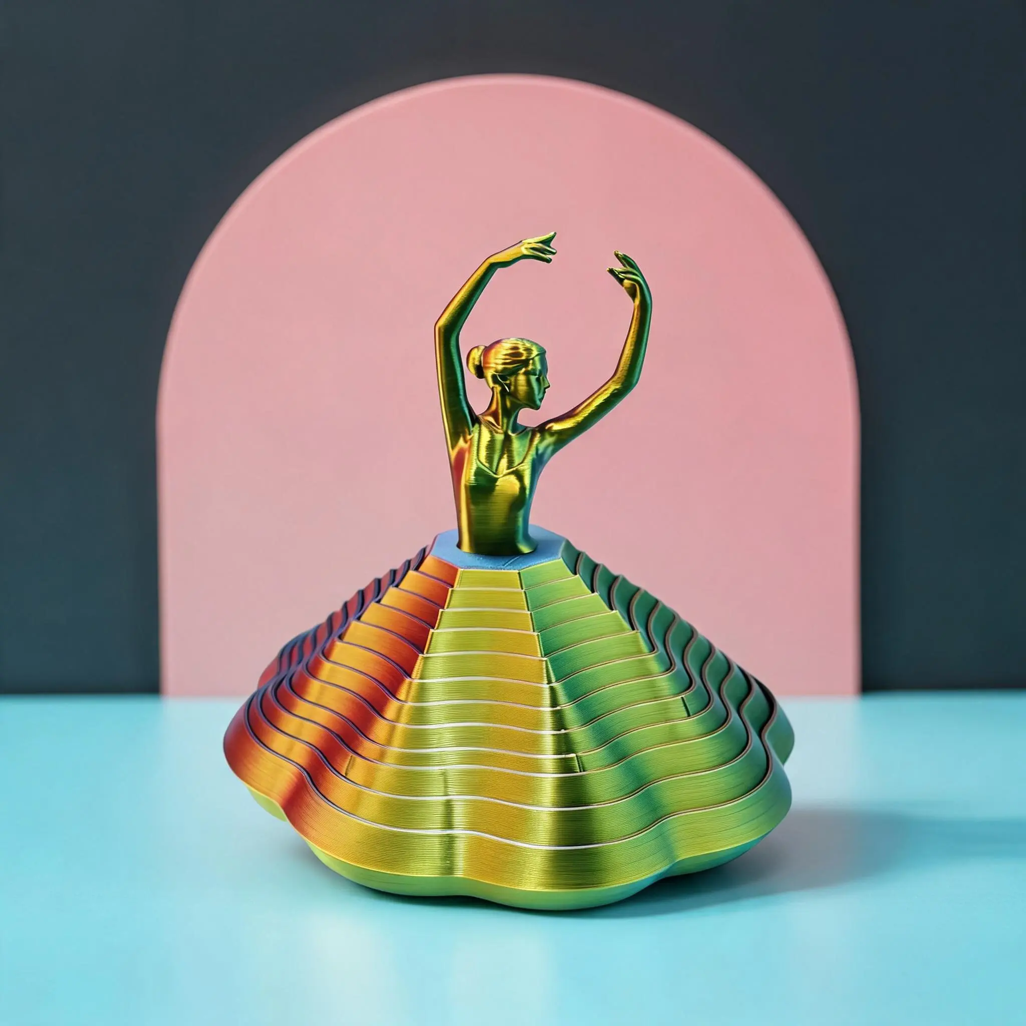 3D Printed Gradient Color Ballet Dancer Fidget Toy, Sensory Finger Spinner, Birthday Party Decoration, Plastic Ballet Rotation Toy