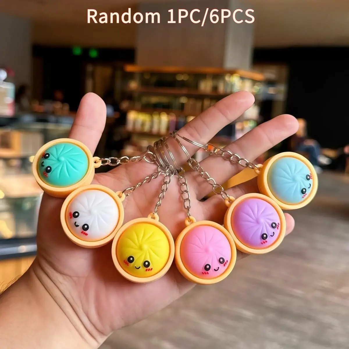 Mini Shiny Dumpling Keychain Charm, Colorful Cute Silicone Stress Relief Toy, Fidget Keychain, Fun Food Shape Pendant, Perfect for Parties and Gifts, Cool Keychains