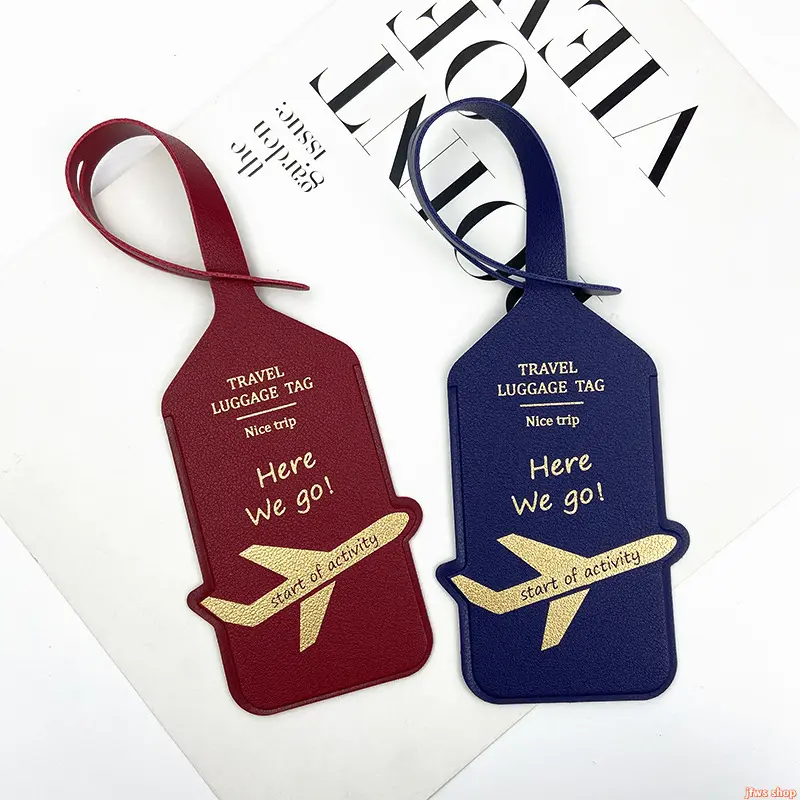 2026 New Double Sided Thick PU Leather Luggage Tag With Gold Foil Hot Stamping Anti Lost For Suitcase Travel Business Trip And Back To School Lightweight Durable Fashion Light Luxury US Design homedecor