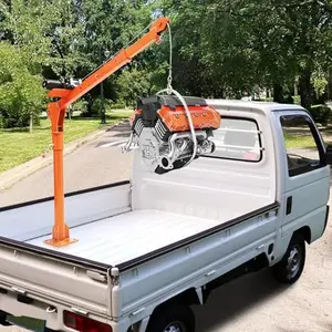 GARVEE1100 lb Electric Pickup Truck Crane with 3500 lb Electric Winch, 12V Folding Truck-Mounted Crane, Painted Steel Jib Crane with 360° Swivel for Lifting Goods in Construction and Factory