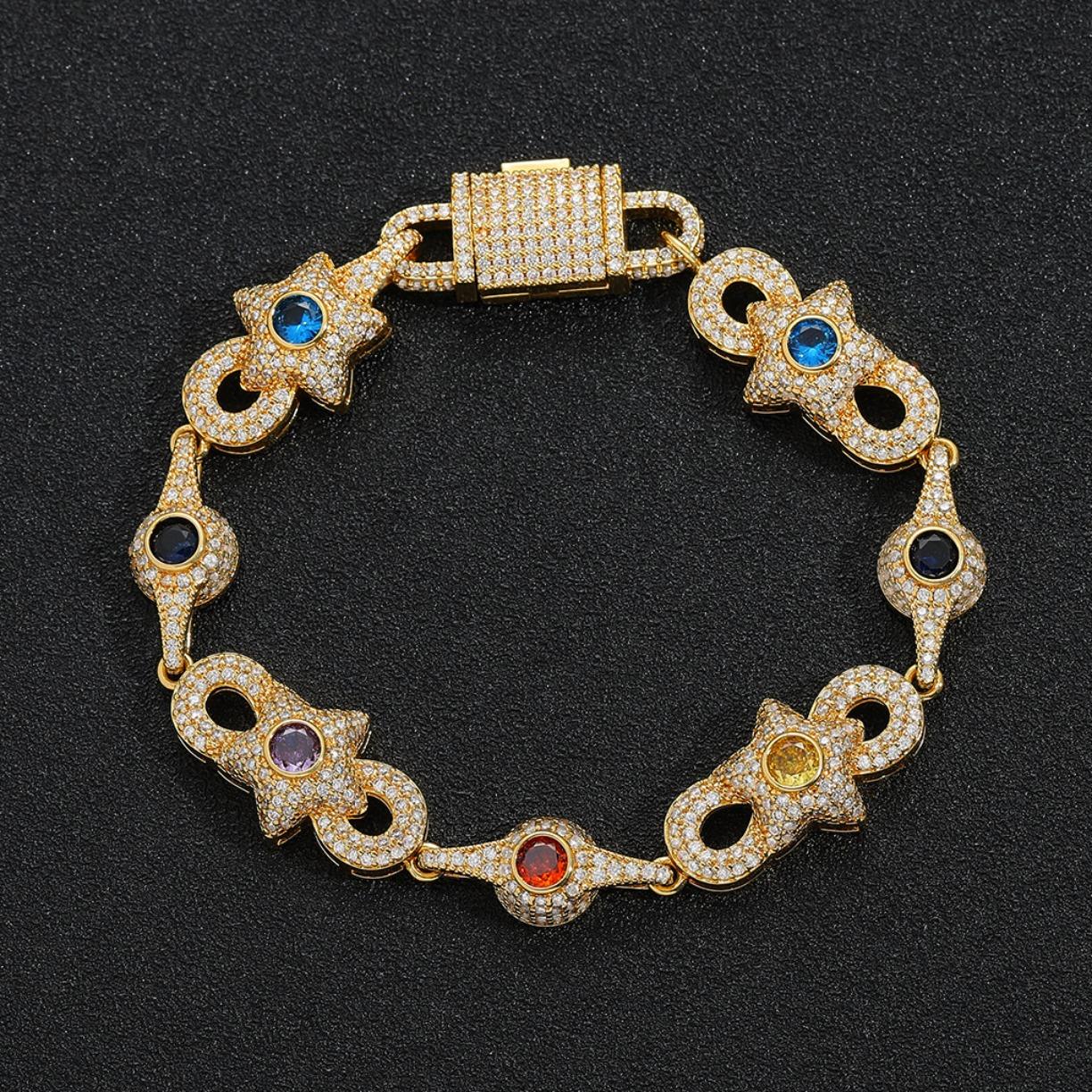 Iced Out Star Eye Moissanite Bracelet Necklace Prong Setting Moissanite Infinity Cuban Link Chain Women Men Hip Hop Fashion Jewelry