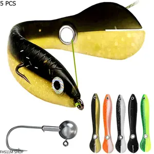 5 PCS Bionic Loach Style Soft Swimbait, Lifelike Wounded Twitch Action Soft Plastic Lure, Predator Fishing Tackle Targeting Topmouth Culter And Bass For Freshwater Shore And Lake Anglers