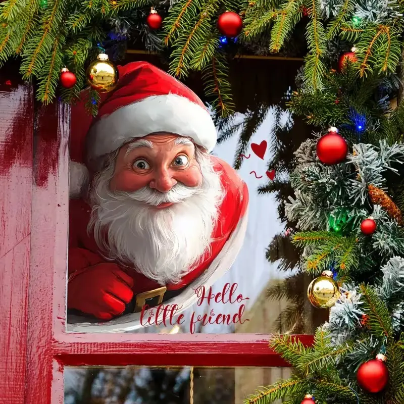 New Christmas Santa Glass Window Sticker, Creative Home Window Decoration, Perfect Gift for Graduation Season, Christmas Eve, and Holidays