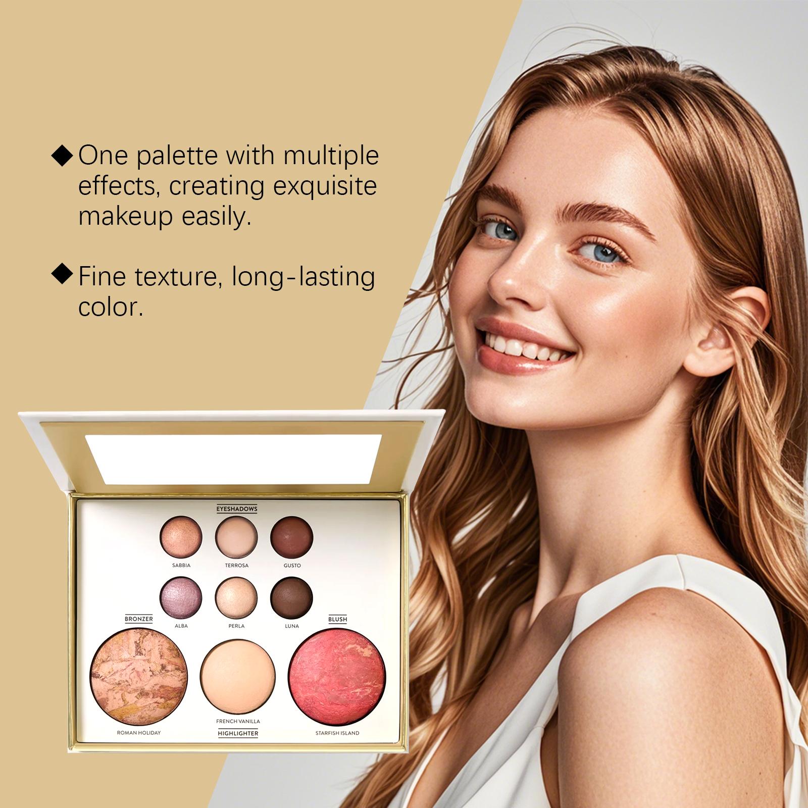 AMZ A Multi-Functional Makeup Palette Featuring Gilded Eyeshadow, Contouring, Blush, Highlighter, And Eye-Lifting