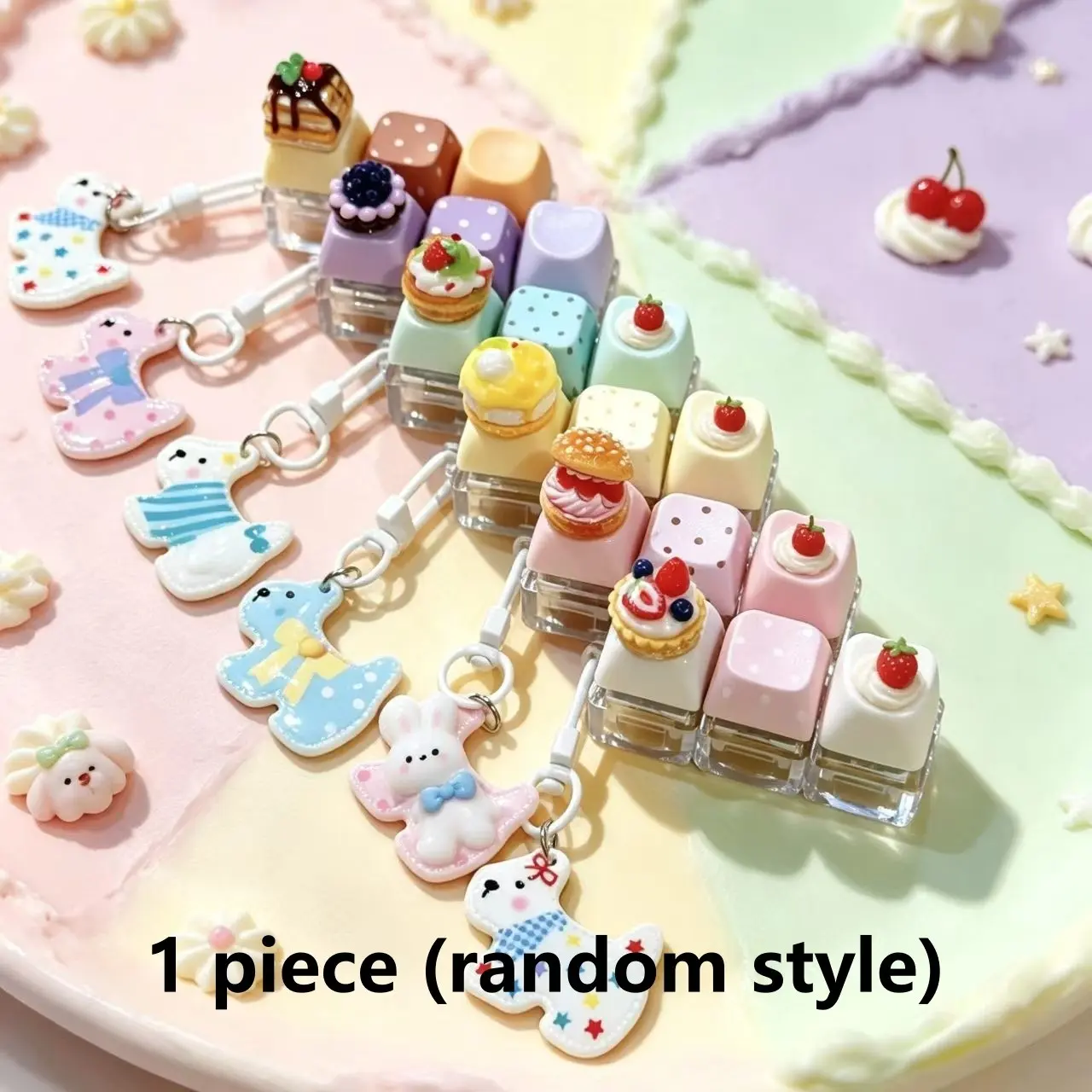 Cake-Shaped Silicone Keychain, Creative Food Toy, Random Design, Backpack Decoration, Fun Accessory, Single Pack