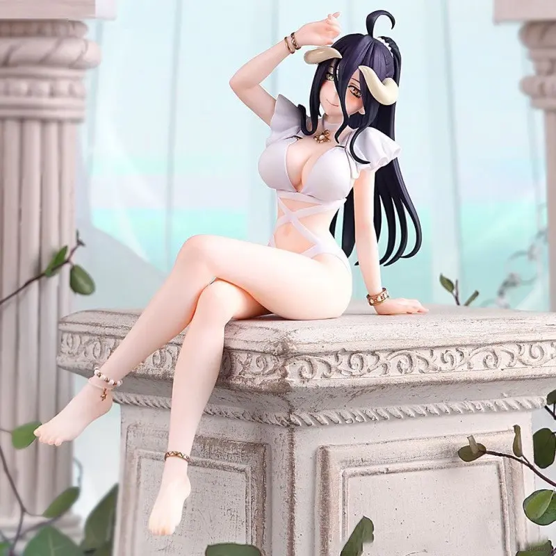Overlord Albedo Figure Character Figurine 16cm Sitting Pose Desktop Decoration Gift, Anime Adult Collectible Model, Unique Secondary Dimensional Ornament