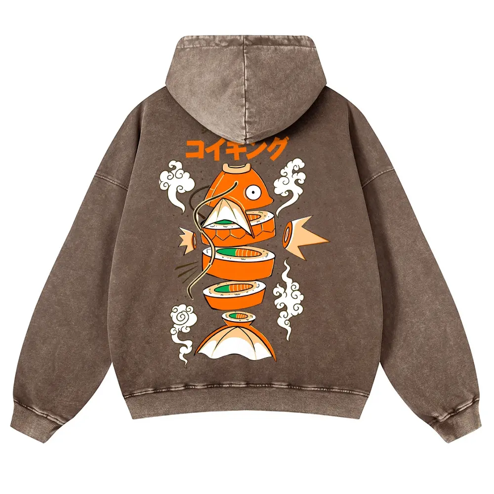 Unisex Japanese cartoon koi, sushi and cloud patterns Graphic hoodie Personalized Pattern Y2k Clothing Round Neck hoodie,Women's Clothing 100% Cotton, Menswear, Top, Vintage Style,Summer Casual Oversized