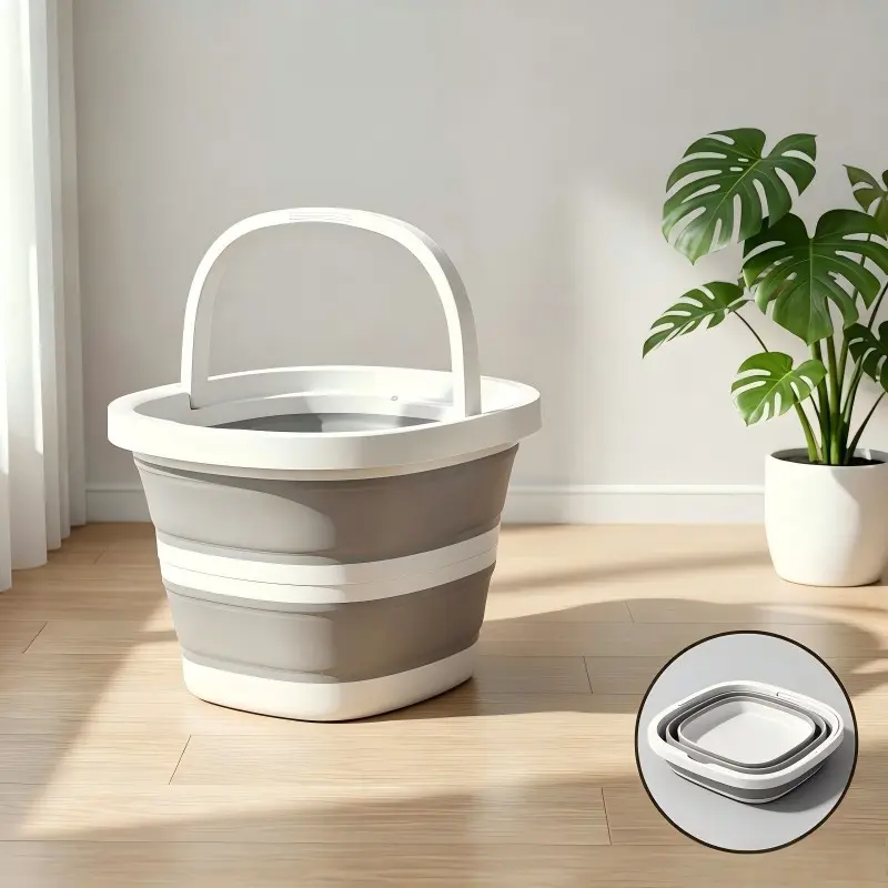 Foldable Water Bucket with Handle, Portable Silicone Laundry Basin, Space-Saving Design, Ideal for Home Cleaning, Gardening, Camping