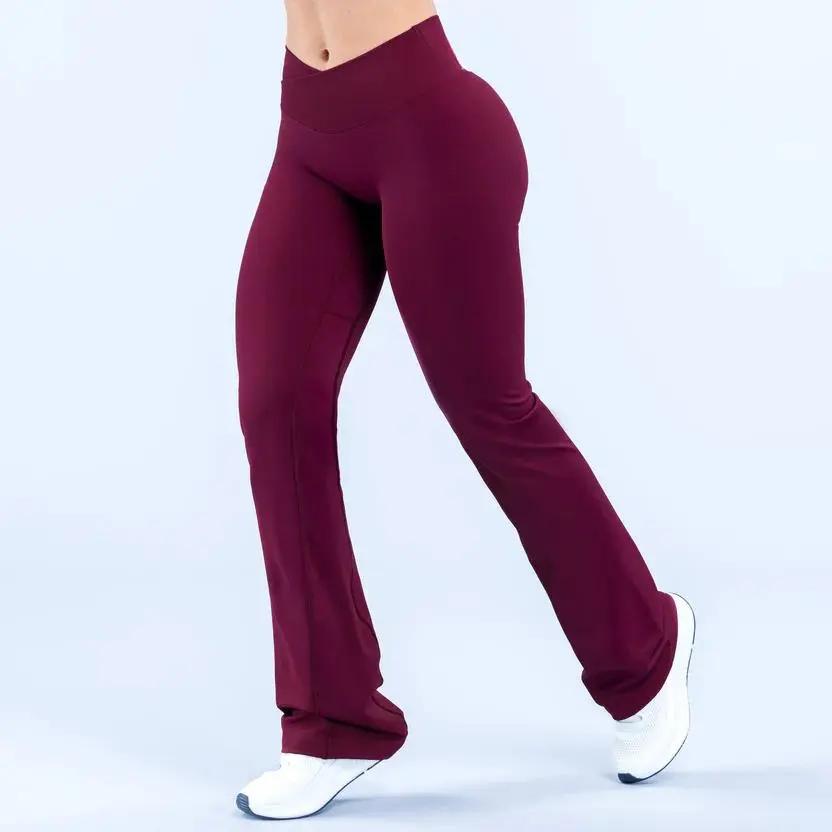 [Black Friday] (With logo )V-Cross Fitness Flare Pants Lifting Buttocks Cross Waist Yoga Sport Leggings Gym Outdoor Acticewear Workout Wide-Leg PantsV-Cross Fitness Flare Pants Lifting Buttocks Cross Waist Yoga Sport Leggings Gym Outdoor Acticewear