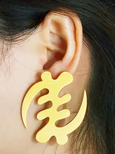1Pair 5.2cm/7.3cm African Symbol Big Statement High Quality Earrings Adinkra Gye Nyame Hyperbole Stainless Steel Stud Earrings Ethnic Jewelry ear studs