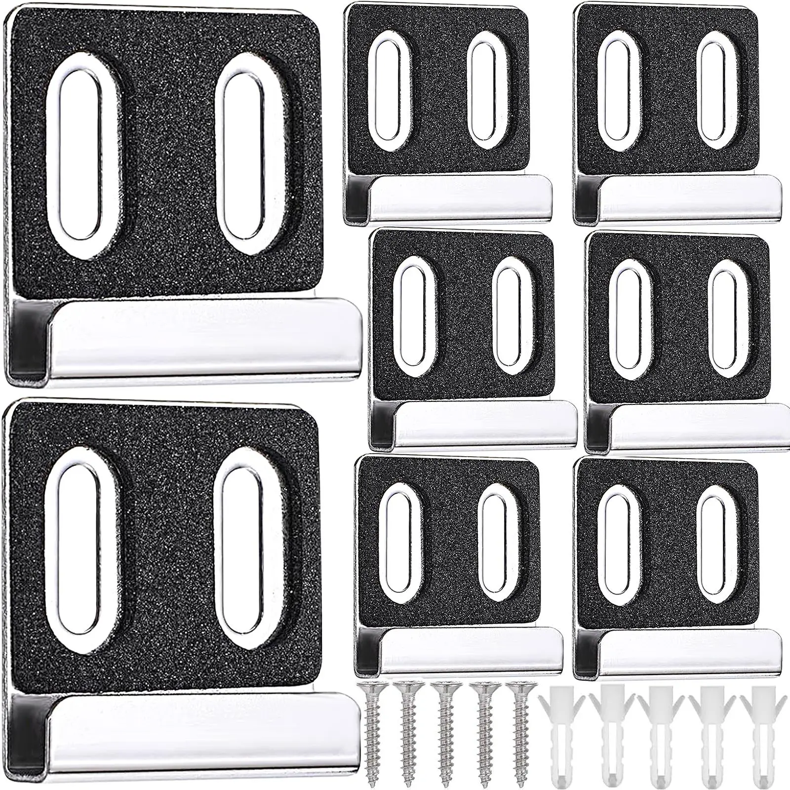 8 Pieces Mirror Clips Hangers Stainless Steel Mirror Holders Heavy Duty Double Hole Mirror Brackets with Screws Kit for Wall Mounting Frameless Mirrors Billboard Display