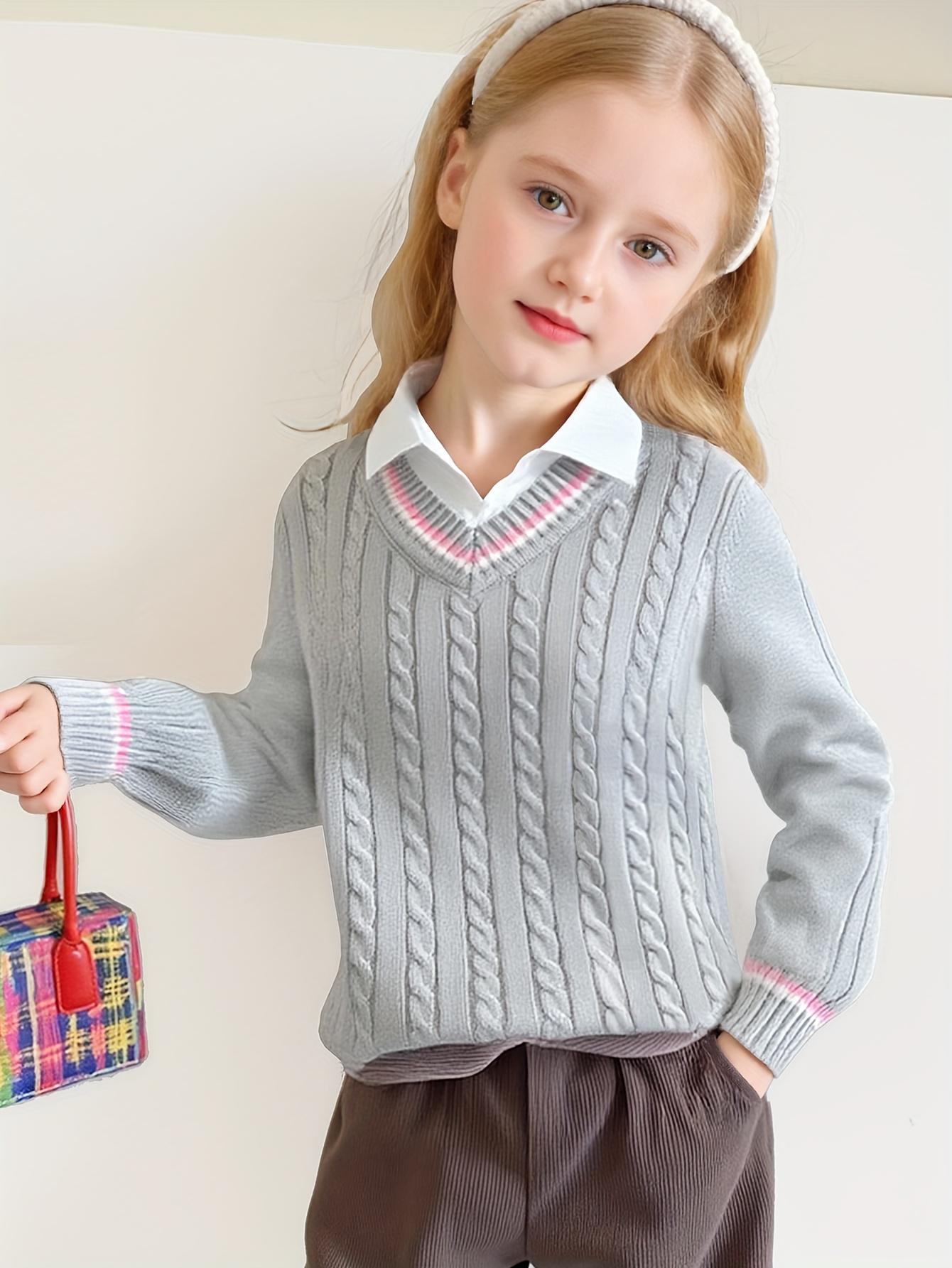 Girls' Sweater Pullover, Christmas Outfit for Kids, Trendy Piece for Teens, Fashionable Girls' Clothing, Middle School Girls' Clothing, 7 to 8 Years Old, 10 to 12 Years Old, Knit, Tops