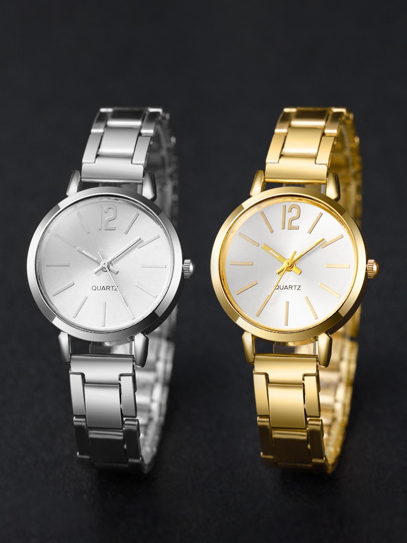 Women's Fashion Simple Round Dial Analog Quartz Watch, with Metal Strap without Box, Watch Clothing Decor, Summer Trendy All-match & Exquisite Watch