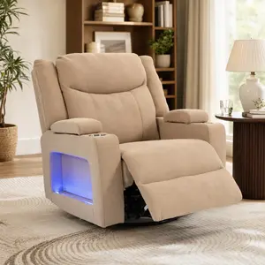ARCH Extra Wide Power Recliner Chair 270° Swivel with Heat Massage USB Type C Charging Port Velvet Reclining Chair for Living Room Bedroom Office Camel, Camel Color Options, Velvet Material, Product Dimensions: Not Applicable W x Not Applicable D x