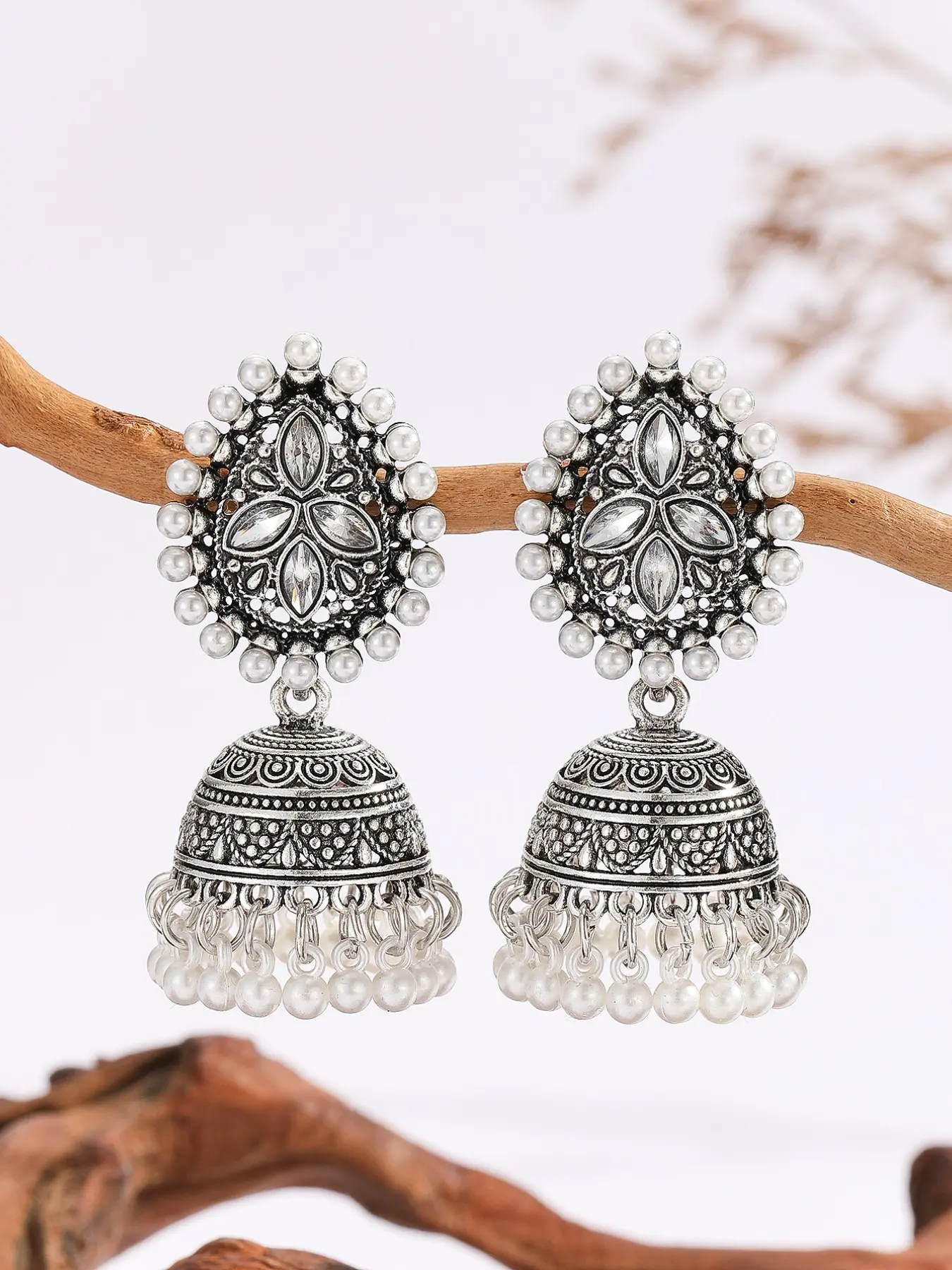 Elegant Jhumka Drop Earrings, Boho Ethnic Pattern, Alloy Material, Perfect for Daily Wear, Festivals, Weddings, Parties, Jewelry Gift