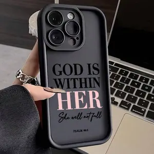 God Is Within Her Phone Case For IPhone 16 15 14 Pro Max 13 12 11 XR XS Plus E Shockproof Drop Protection Rugged Durable Silicone Cover Cellphone Protective Compatible