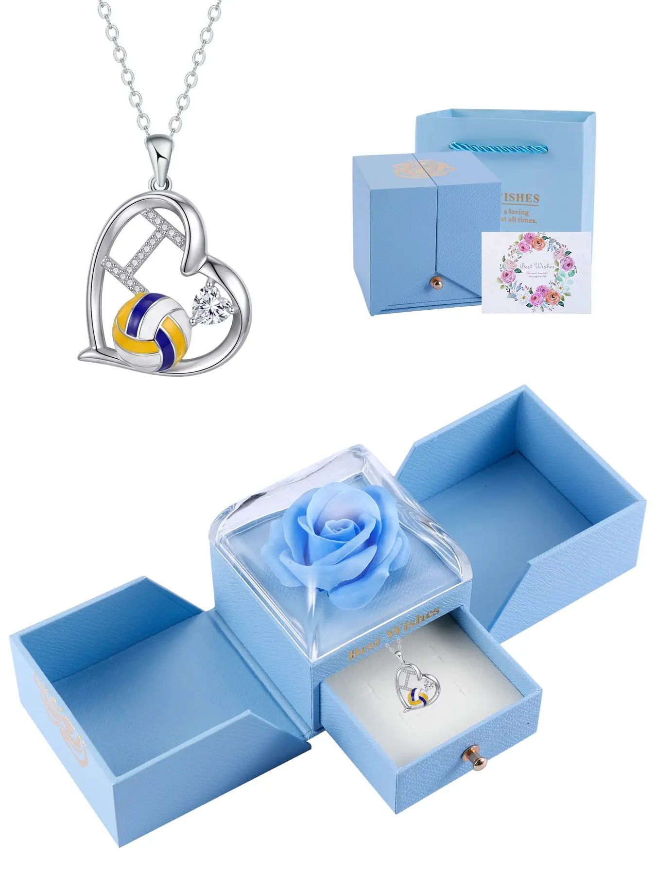 Volleyball Pendant Necklace, Gift for Family Friends Classmates, Includes Gift Box, Best Gift for Fans, Metal Plated Jewelry