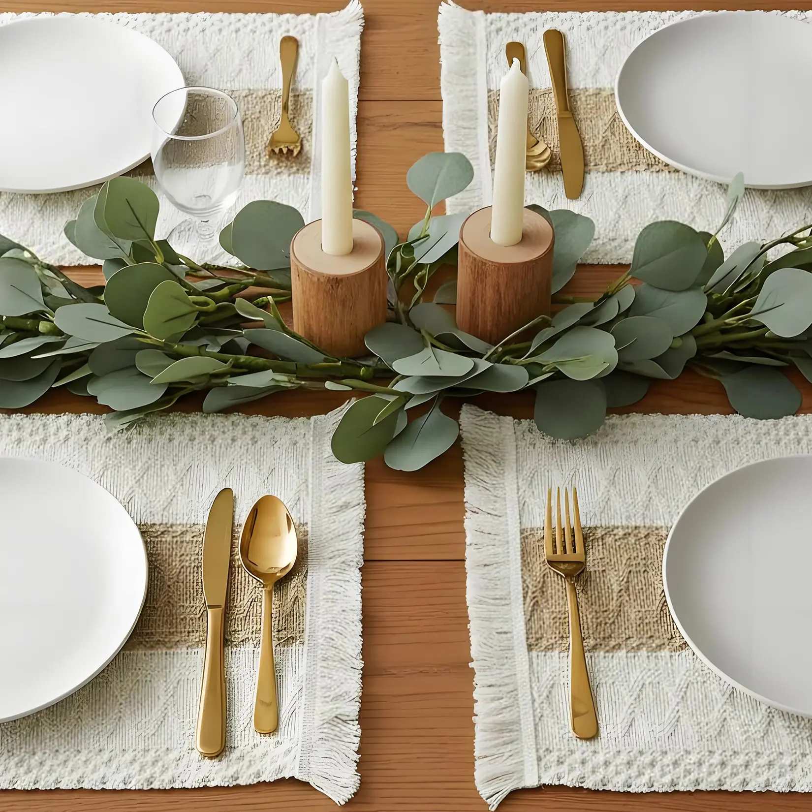 Boho Crochet Tassel Placemats Set of 12 – Linen Cotton Macrame Table Mats – 12x20 Inch, Beige White – Washable, for Farmhouse Kitchen & Dining Room Table Decor