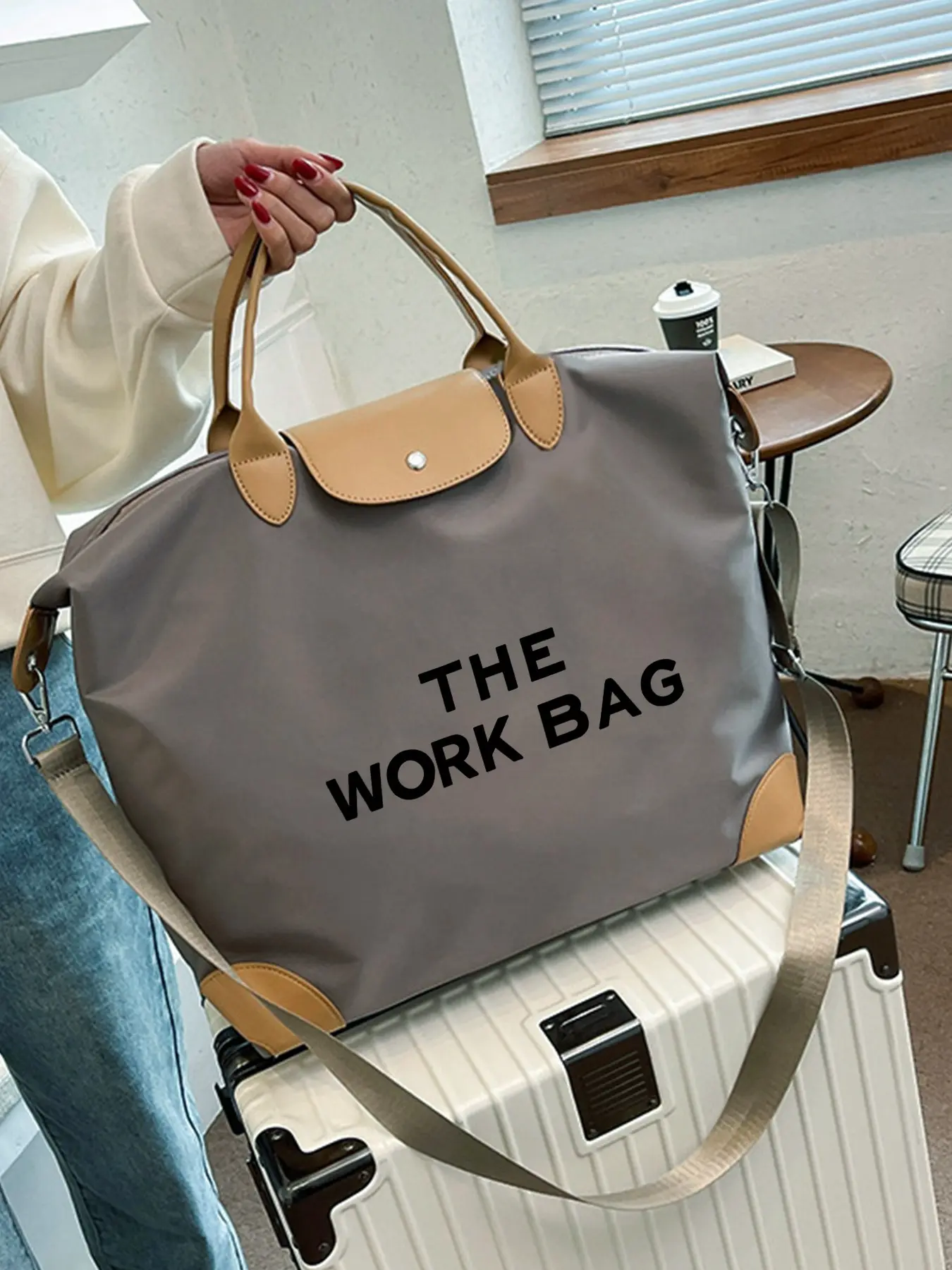 The Work Bag Printed Commuter Tote Bag, Large Capacity Durable Shoulder Crossbody Bag, Trendy College Style, Unisex School Bag, Multiple Colors Available