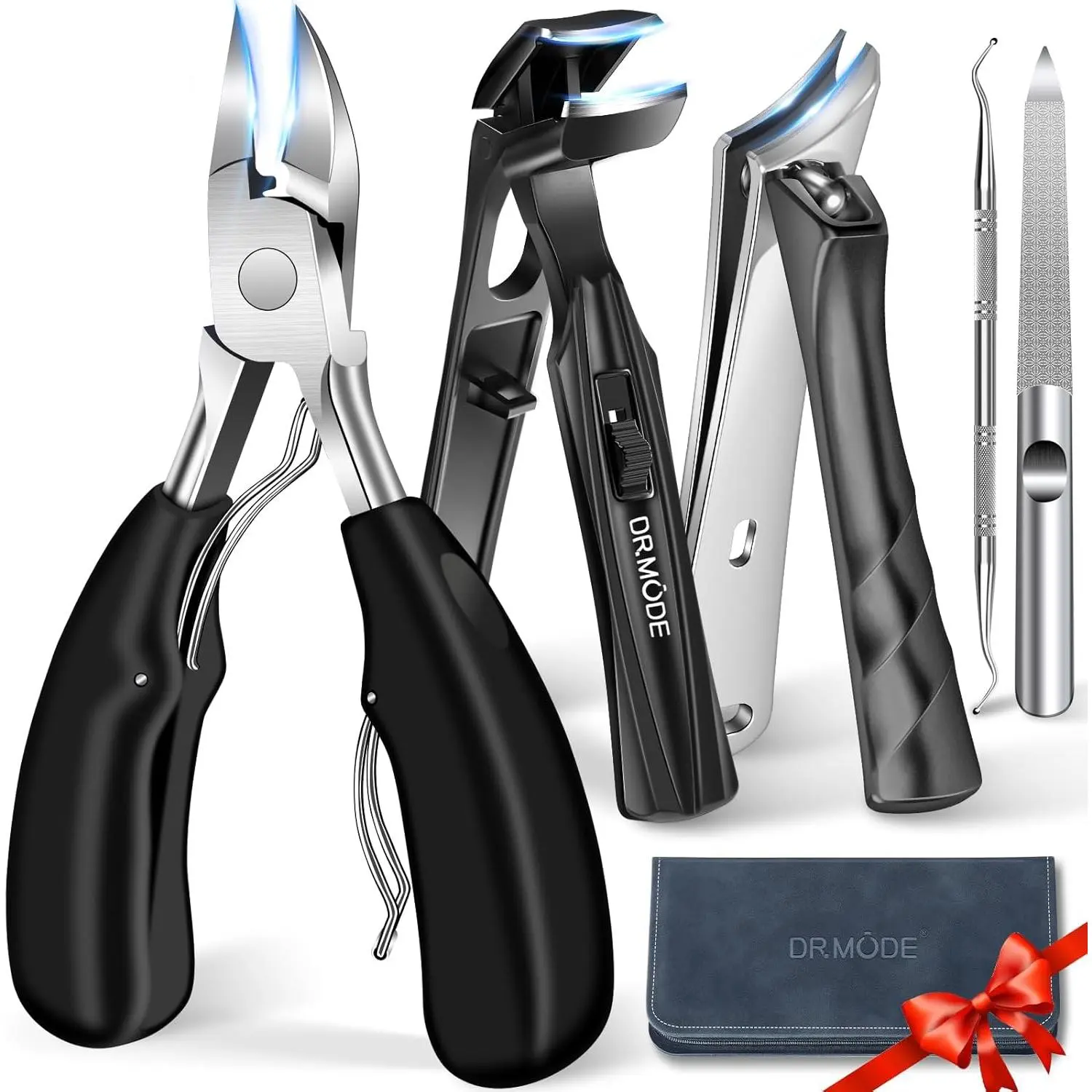 Nail Clippers for Thick Nails for Seniors, Professional Large Nail Clippers Set for Men with Angled Head, Long Handle Heavy Duty Podiatrist Ingrown Toenail Clippers, Sharp Finger Nails Cutter