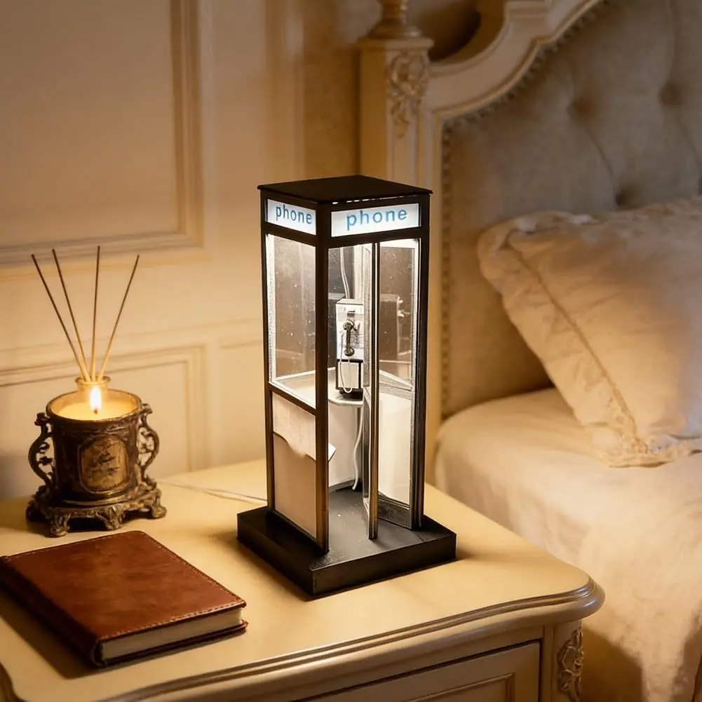 British Retro Phone Booth LED Decorative Light, Creative Bedroom Night Lamp, Home Desktop Decoration, Christmas Festival Lighting, Ambient Decor Lighting