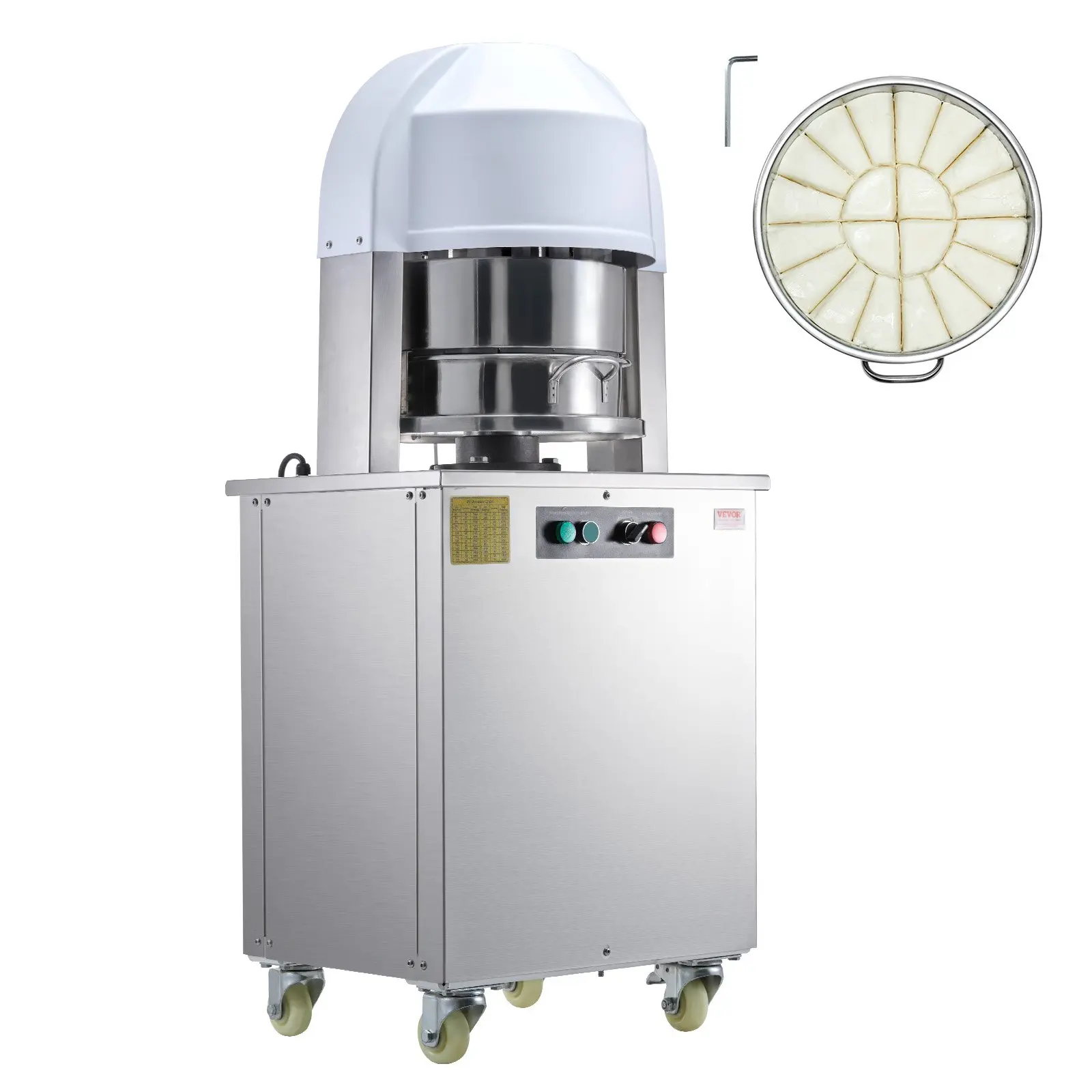 toolupgrade VEVOR Electric Dough Divider, 20PCS Automatic Dough Dividing Cutting Machine, 2.12Oz - 9.17Oz Equal Cutter with Pure Copper Motor, 304 Stainless Steel Tray, for Bakery, Restaurant, Schools, Factories