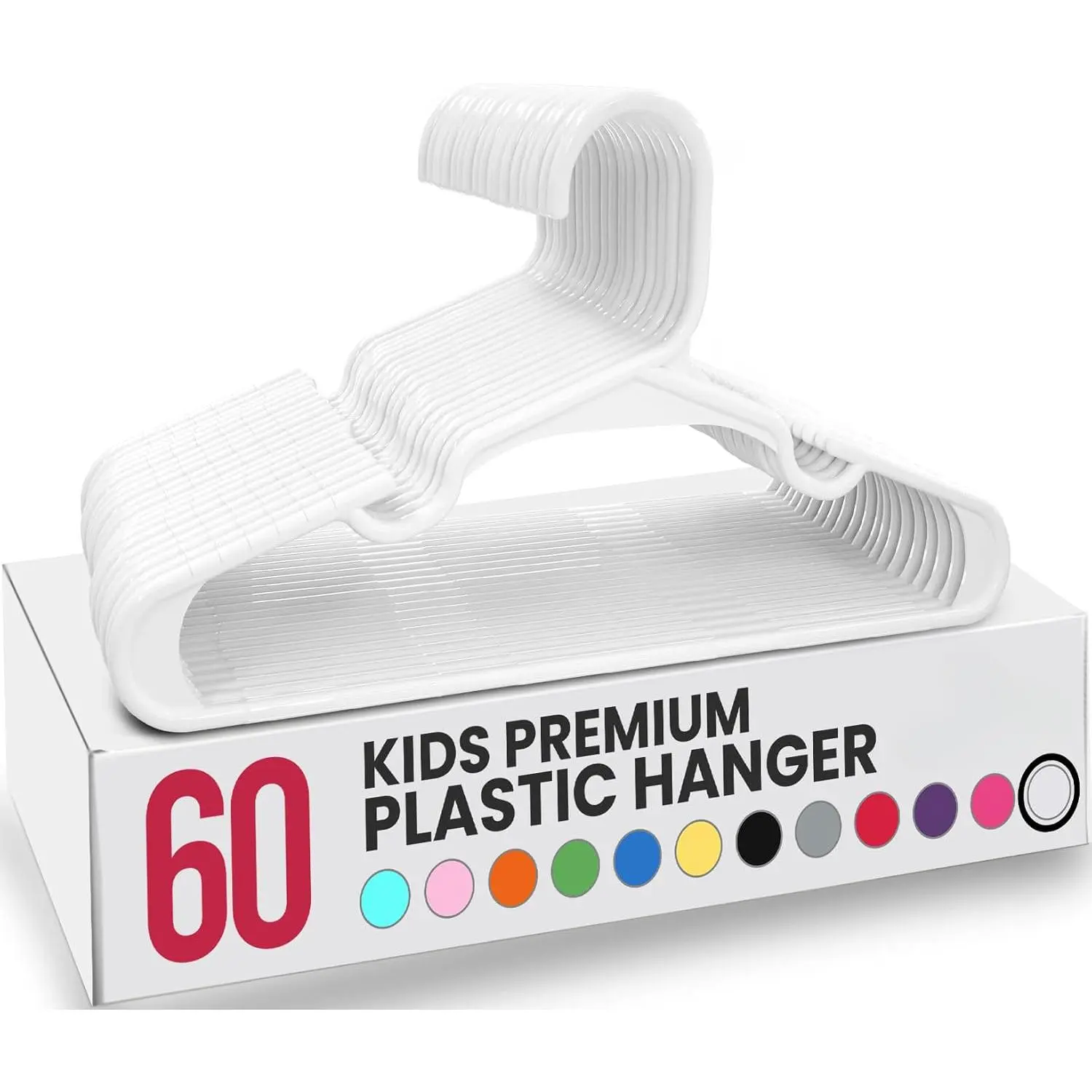 Kids Hangers 60 Pack – 11.5 Inch Baby Closet Hangers White |     Plastic baby hangers |     Fits children's & infant clothes |     Gentle on delicate garments
