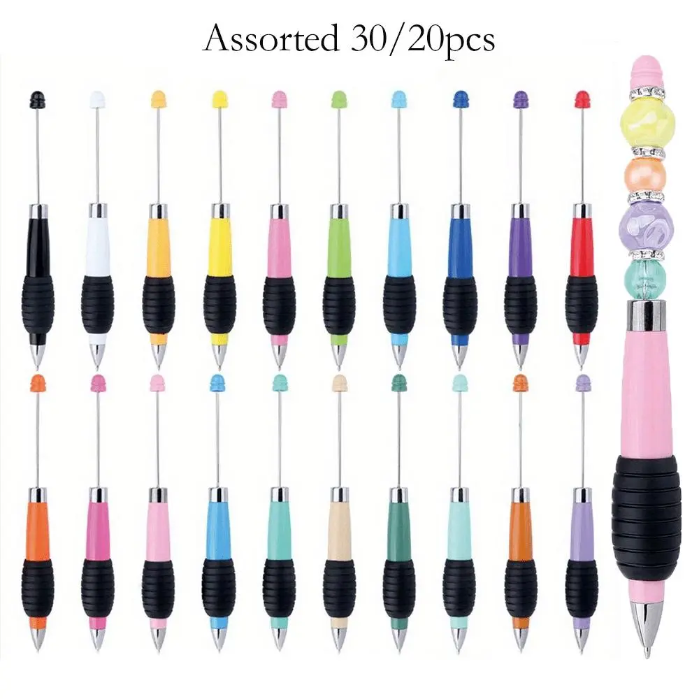 30/20/15pcs Color Thick Black Ballpoint Pens, DIY Bead Pen Set, High-end Stationery Writing Pen, Creative Supplies, Stylish Decoration and Durable Rotating Mechanism, Office Stationery, Writing Tools