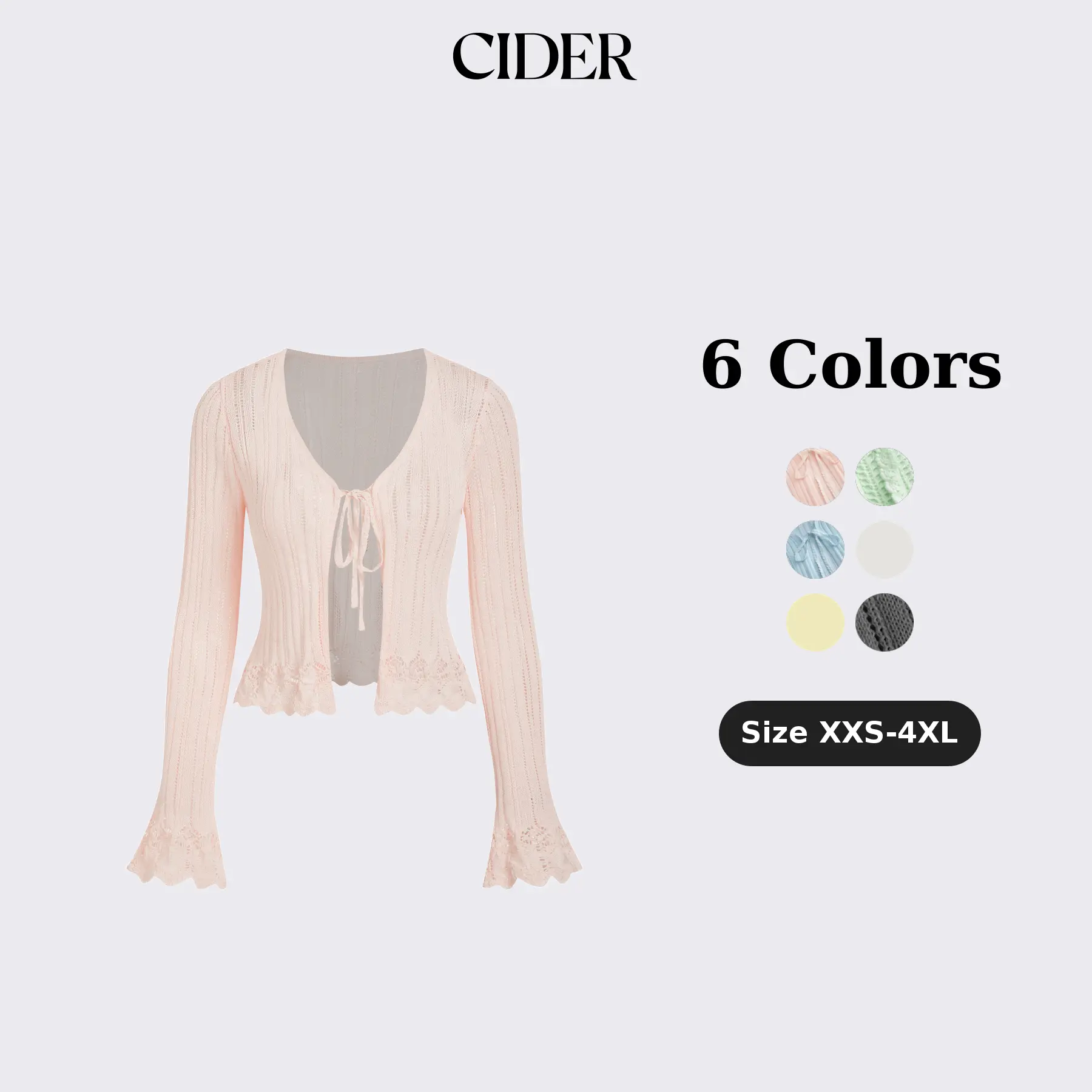 Cider Knit Textured V-neck Bell Sleeve Cardigan SohoChic