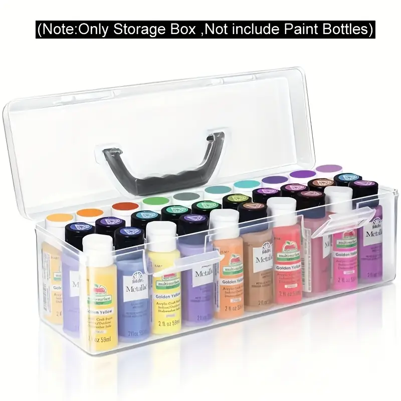 WS--1pc Clear Storage Box - Rectangular Art Supply Organizer, Suitable for Studios, Markers, Brushes, with A Durable Handle, Designed for Artists, Hobbyists